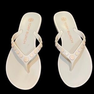 Tory Burch Studded Jelly Thong Sedona Rose Pink Sandals Slides Size 6